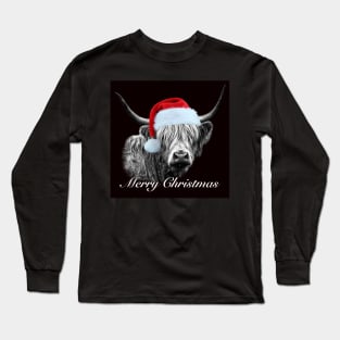 Christmas Highland Cow Portrait Long Sleeve T-Shirt